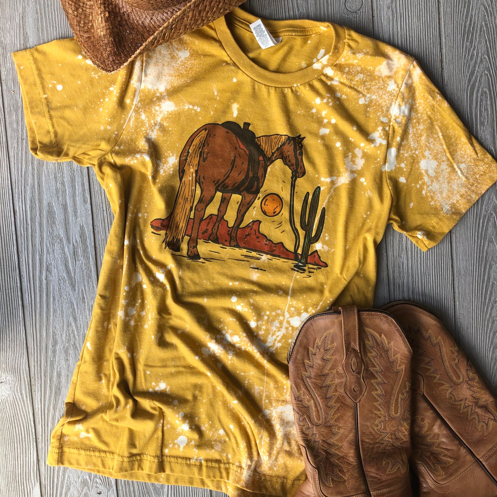 Great Wide Open Desert Sunrise Mustard Tie Dye Graphic Tee (made 2 order) LC