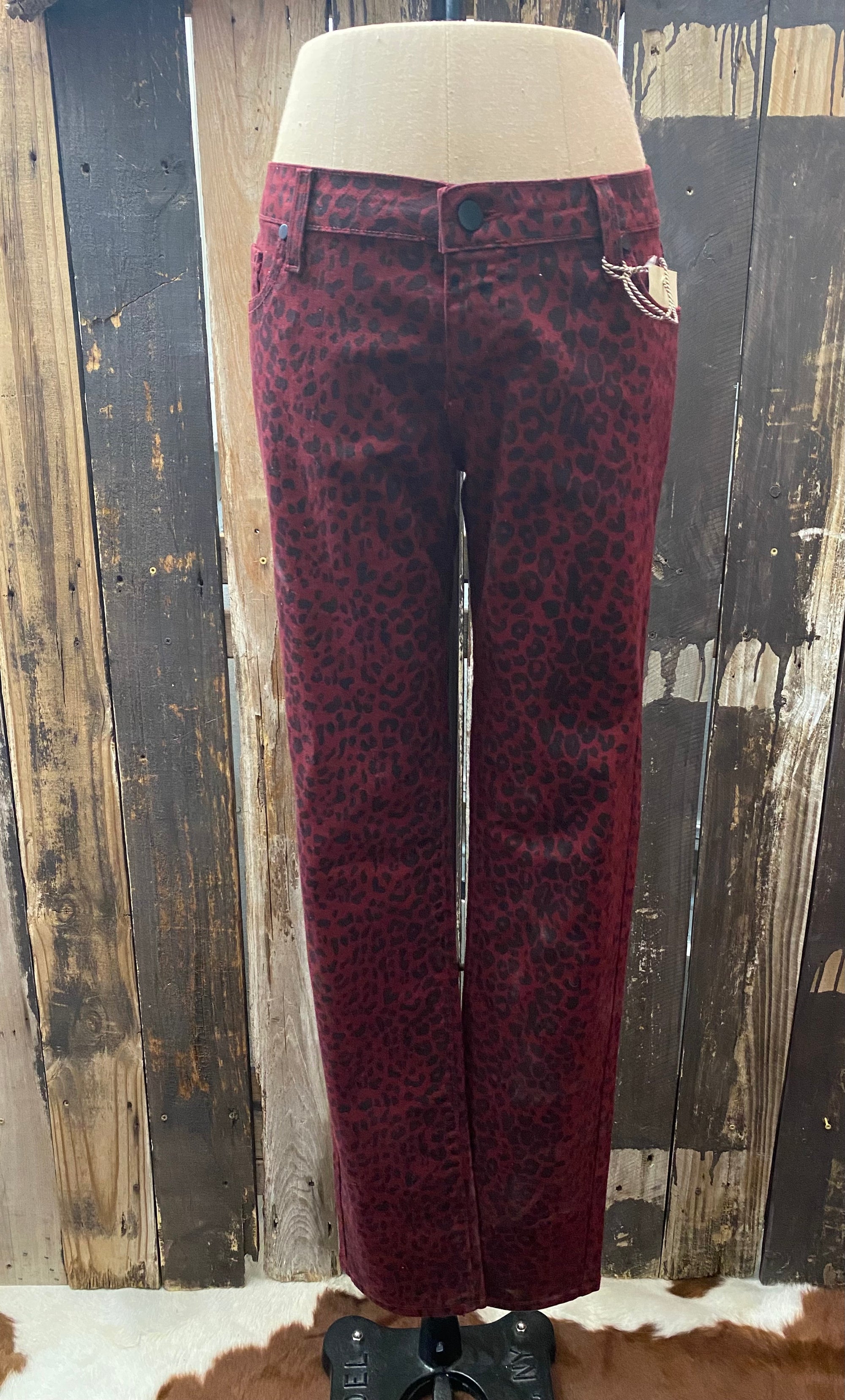 Raspberry Leopard Design Mid Skinny Jeans ~ Queen Bee's Closet #4