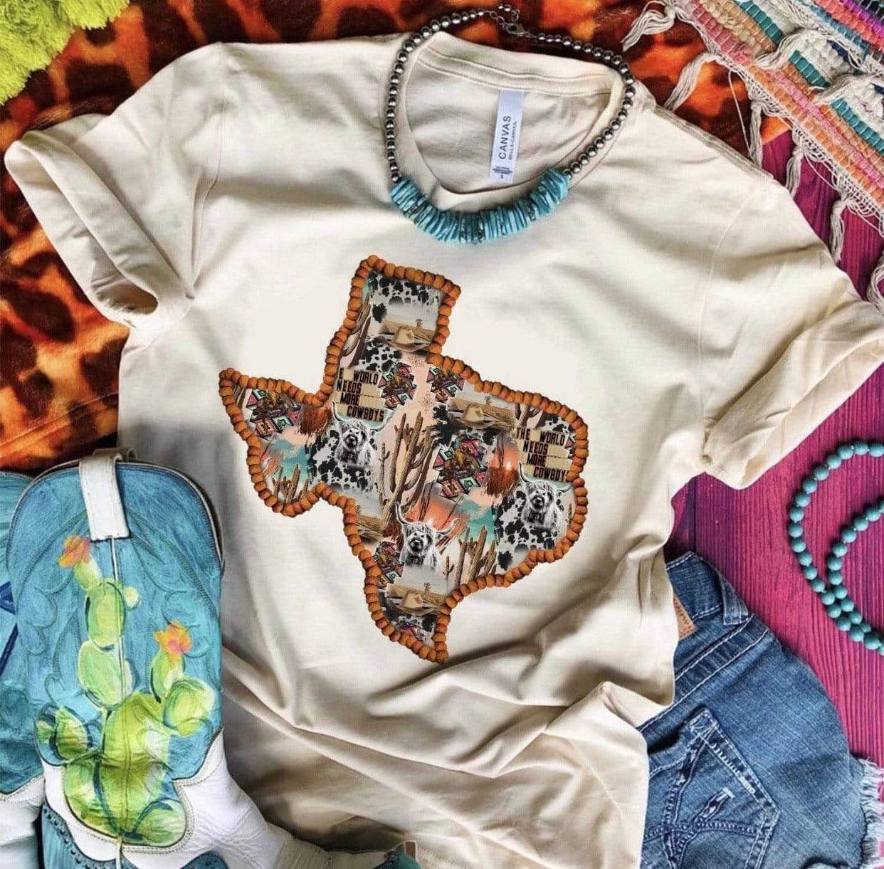 Texas Strong Highland Cows & Cactus Graphic Tee (made 2 order) LC