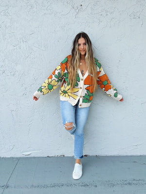 Light Up My Life Oversized Floral  Sweater Cardigan