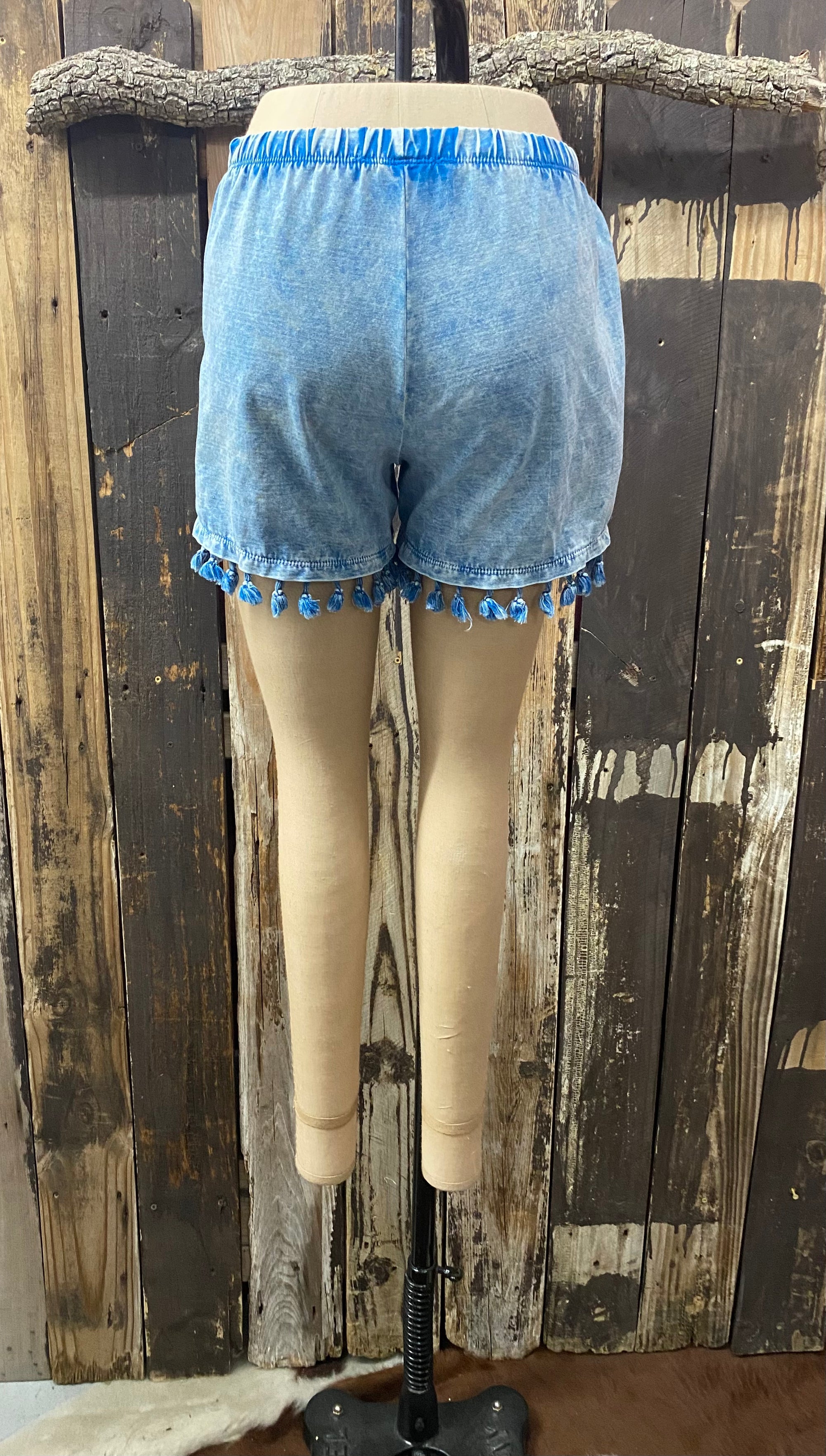 Mineral Wash Blue Pom Shorts~ Size S ~ Queen Bee’s Closet #622