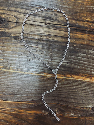 Chain Gang Silver Plated Ring Chain Lariat Y Necklace