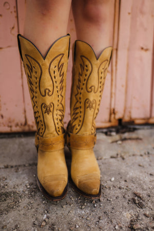 Vagabond Mustard Leather Snip Toe Cowgirl Boots
