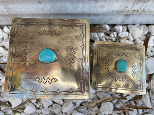 J. Alexander Stamped Silver & Turquoise Stone Canisters