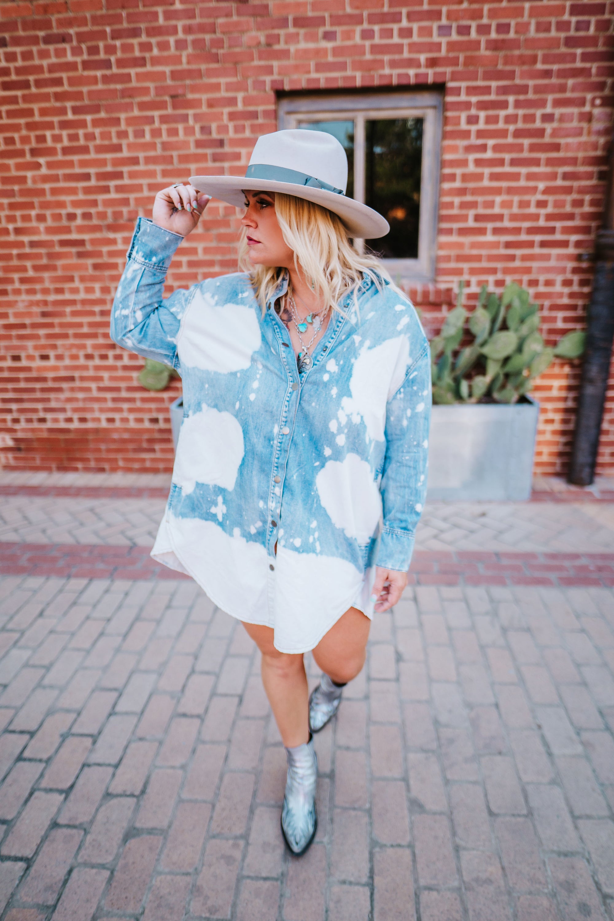 "Ole Koopa Troopa Bleached" Acid Washed Denim Button Up Shirt Dress &/or Duster Jacket ~ FINAL SALE