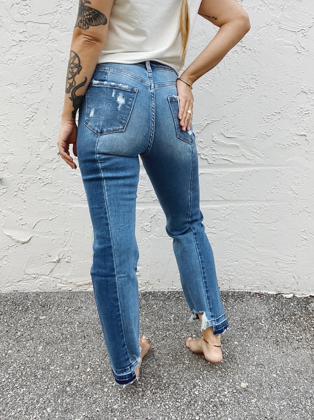 Get It Together Straight Leg Contrast Panel Denim