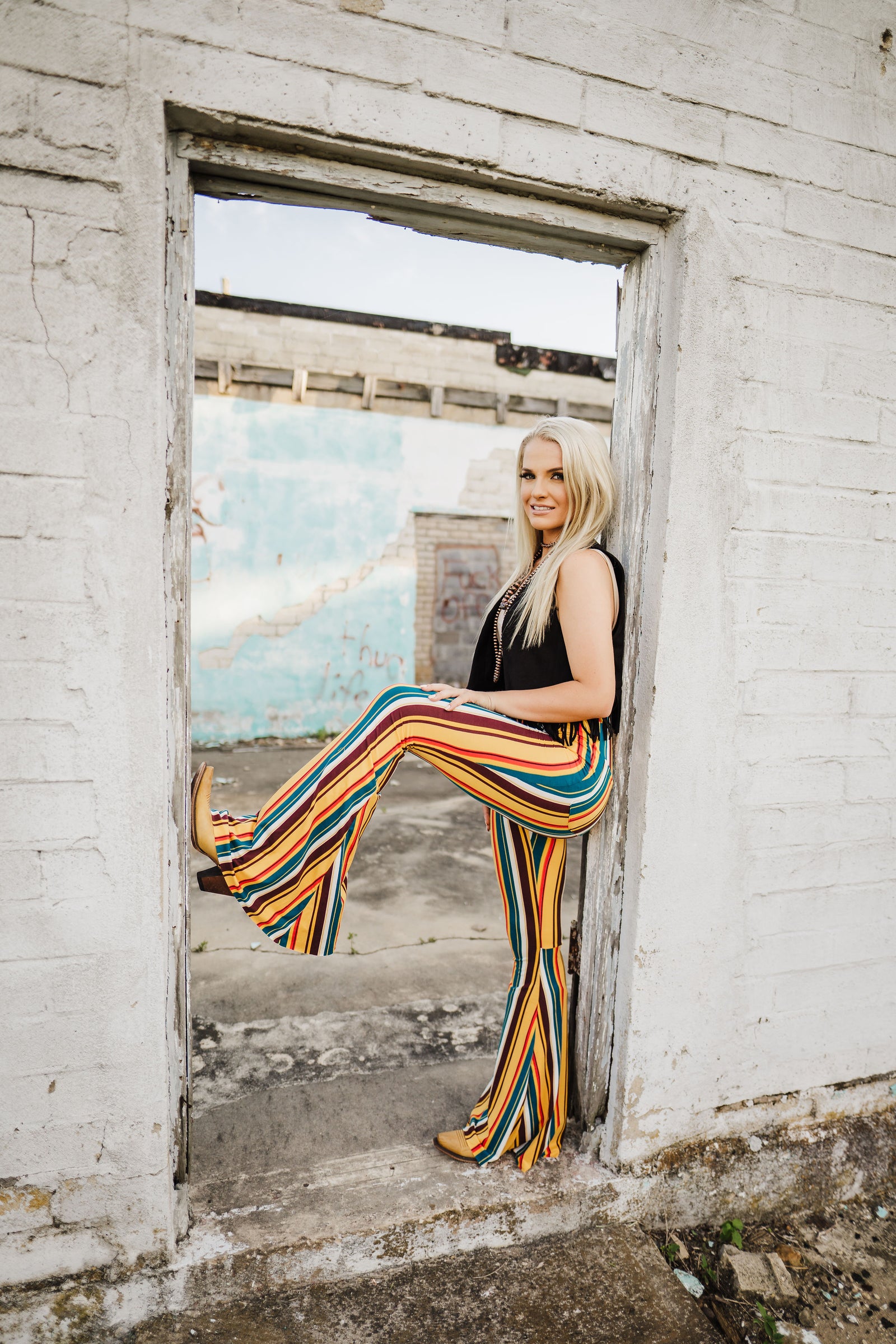 Straight Up Sideways Striped Bell Bottom Flares ~ Lainey Wilson X Lil Bee's Bohemian