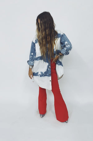 "Ole Koopa Troopa Bleached" Acid Washed Denim Button Up Shirt Dress &/or Duster Jacket ~ FINAL SALE