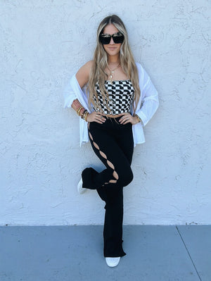 Players Club Open Side Bell Bottom Flare Pants