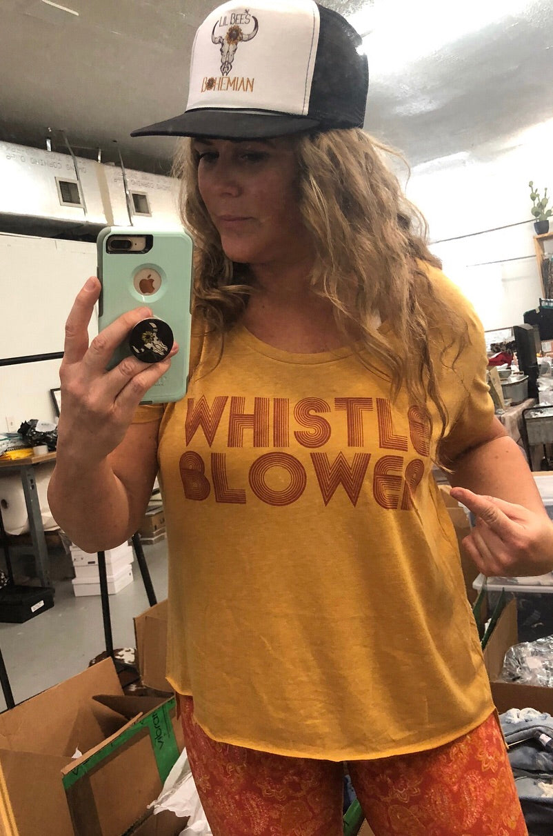 Whistle Blower Retro Style Hi Low Off The Shoulder Graphic Tee ~ FINAL SALE