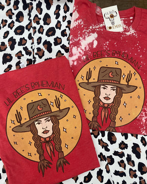 Desert Moon Child Bohemian Cowgirl Red Graphic Tee