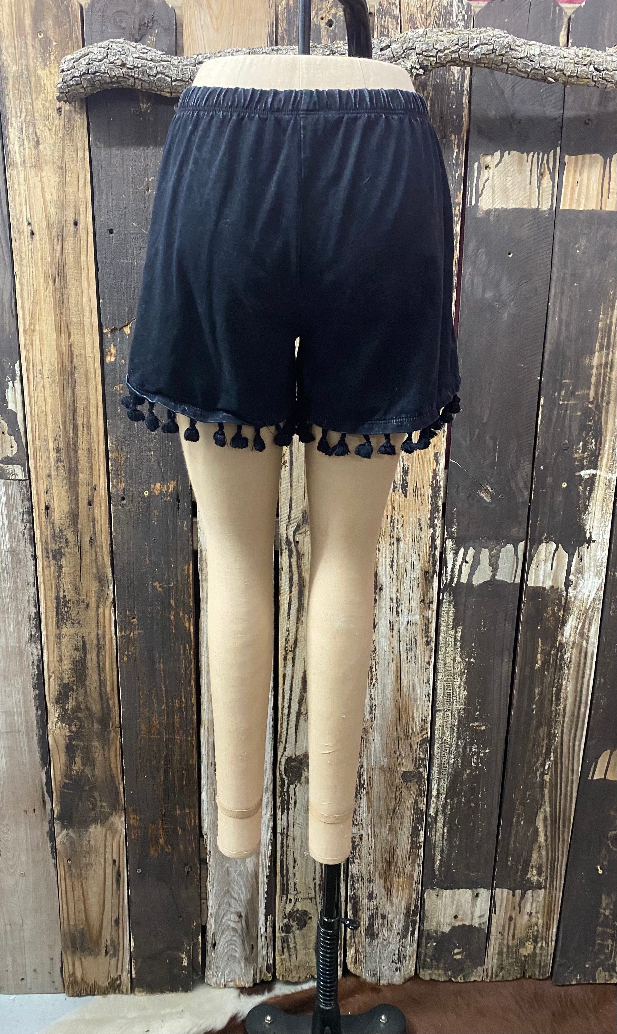 Mineral Wash Pom Black Shorts  ~ Size S  ~ Queen Bee’s Closet #628