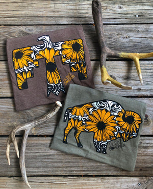 "Ole Desert Eagle" Tooled Leather & Sunflower Thunderbird Graphic Tee