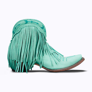 Spitfire Turquoise Leather Snip Toe Cowgirl Booties