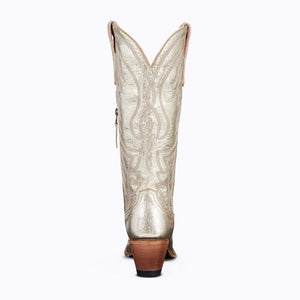 Nighthawk Champagne Metallic Leather Snip Toe Cowgirl Boots