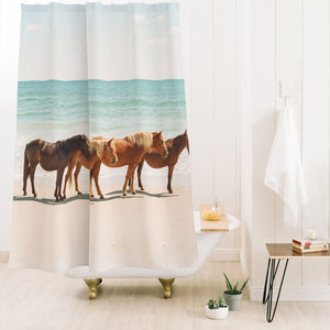 Summer Beach Horses Shower Curtain (DS)