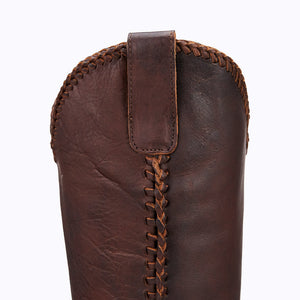 Plain Jane Cognac Leather Round Toe Cowgirl Boots