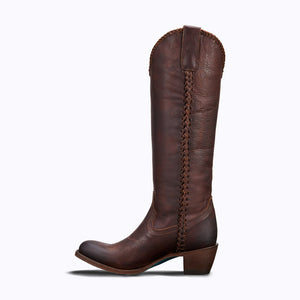 Plain Jane Cognac Leather Round Toe Cowgirl Boots
