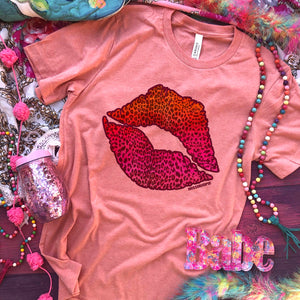 Leopard Sunset Kiss Lips Graphic Tee (made 2 order) LC