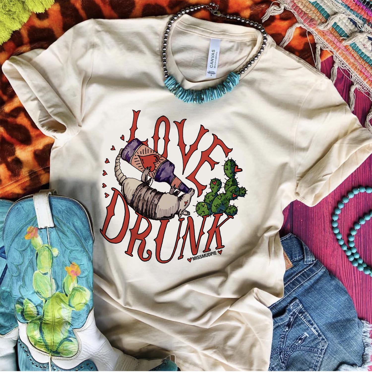 Love Drunk Armadillo Graphic Tee (made 2 order) LC