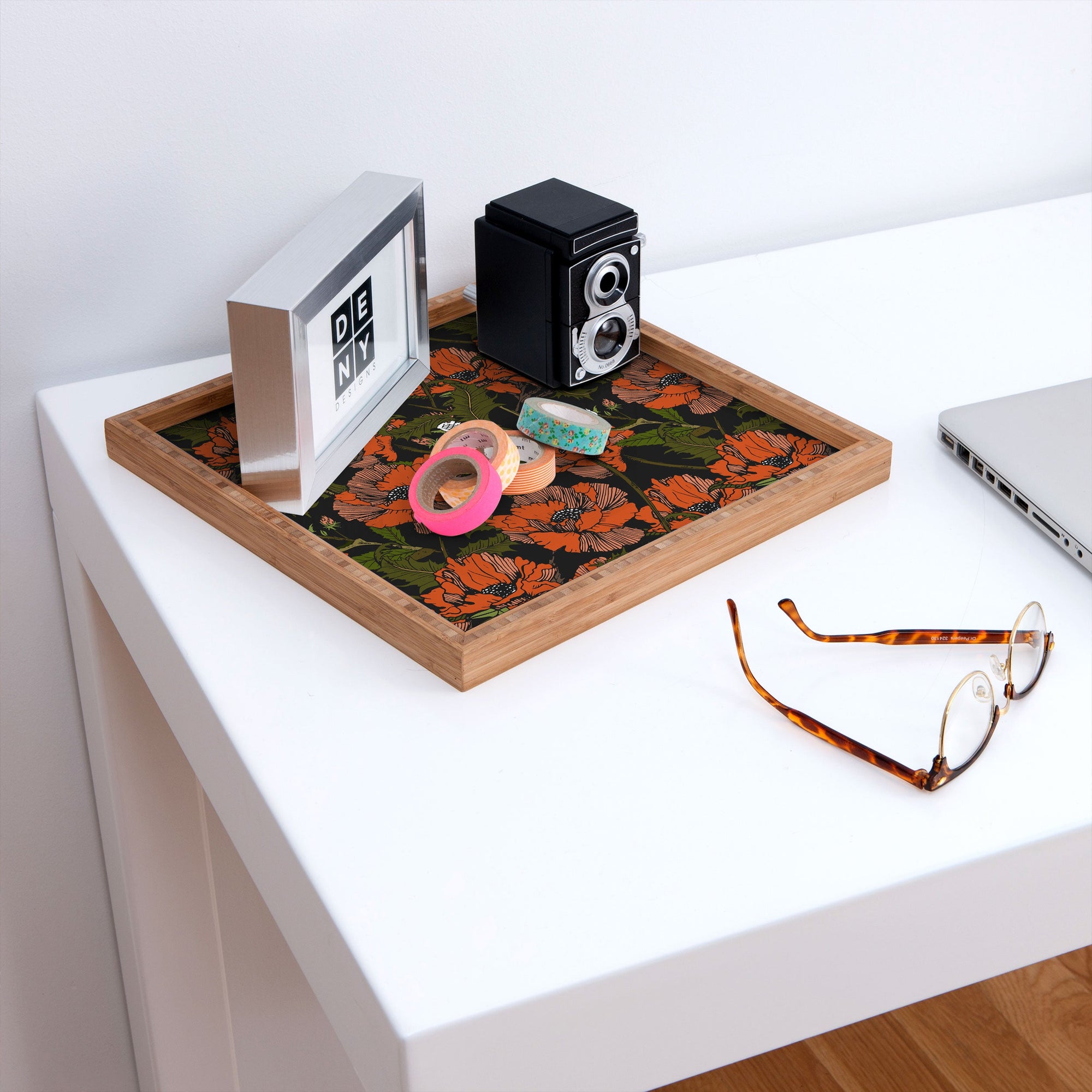 Autumn Poppies Square Tray (DS) DD