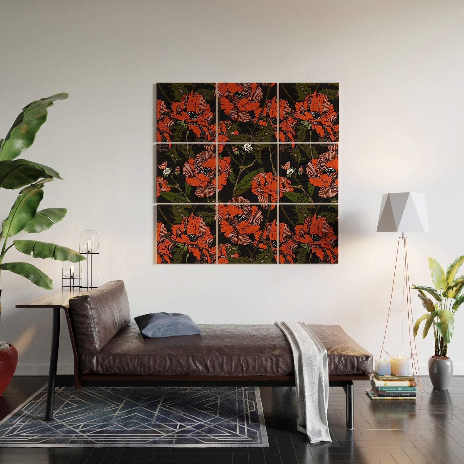Autumn Poppies Wood Wall Mural (DS) DD