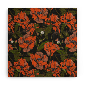 Autumn Poppies Wood Wall Mural (DS) DD