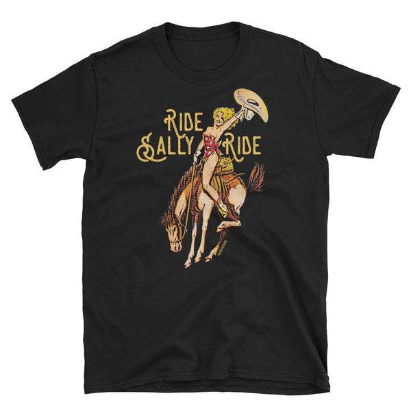 Ride Sally Ride Black Graphic Tee (made to order) LC - Lil Bee's Bohemian