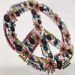 Hippie Chick Floral Peace Sign Graphic Tee (made 2 order) LC