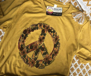 Hippie Chick Floral Peace Sign Graphic Tee (made 2 order) LC