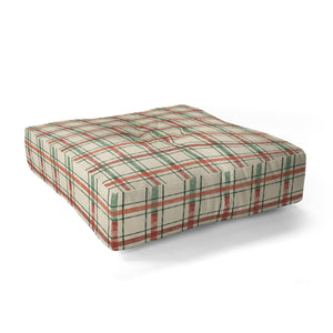 "Ole Ivory Christmas Tartan" Floor Pouf Pillow Square (DS)