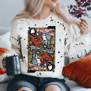 Queen Of Hearts White Graphic Sweatshirt (made 2 order) LC