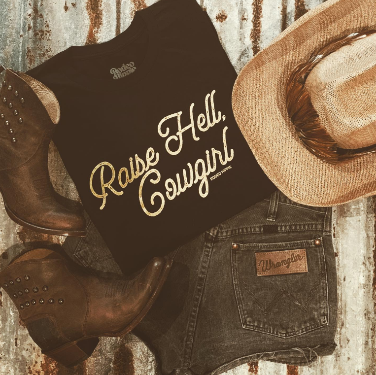 Raise Hell, Cowgirl Graphic Tee (Made 2 Order) RH