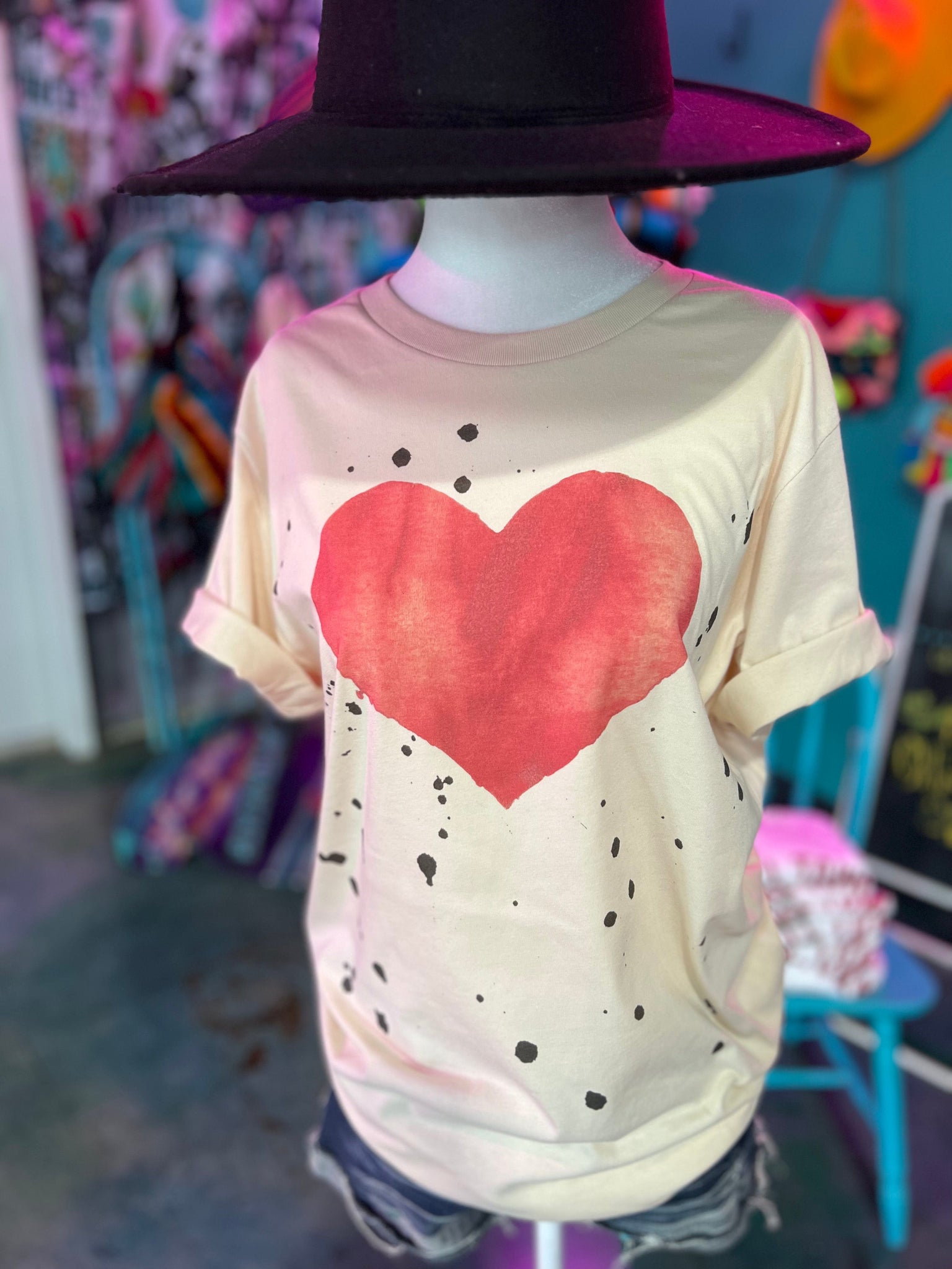 Red Valentine's Heart Splatter Graphic Tee (made 2 order) LC