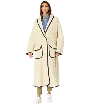 Free People Irresistible Teddy Faux Shearling Long Coat ~ size L ~ Queen Bee’s Closet #1049