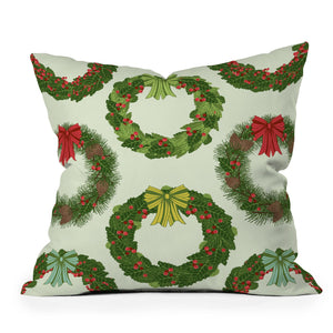 "Ole Christmas Wreaths" Indoor / Outdoor Throw Pillows (DS)