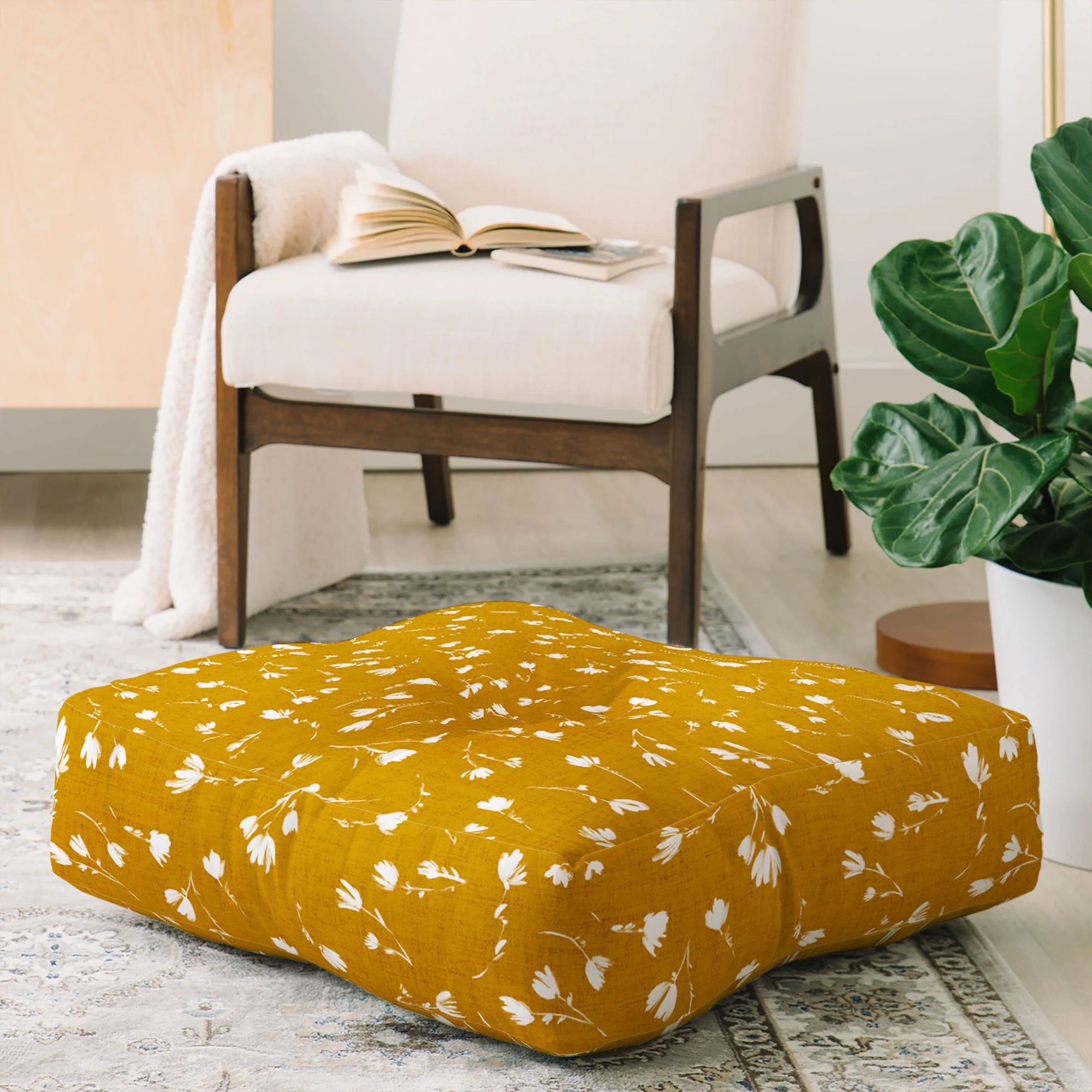 Libby Marigold Floor Pouf Pillow Square (DS) DD