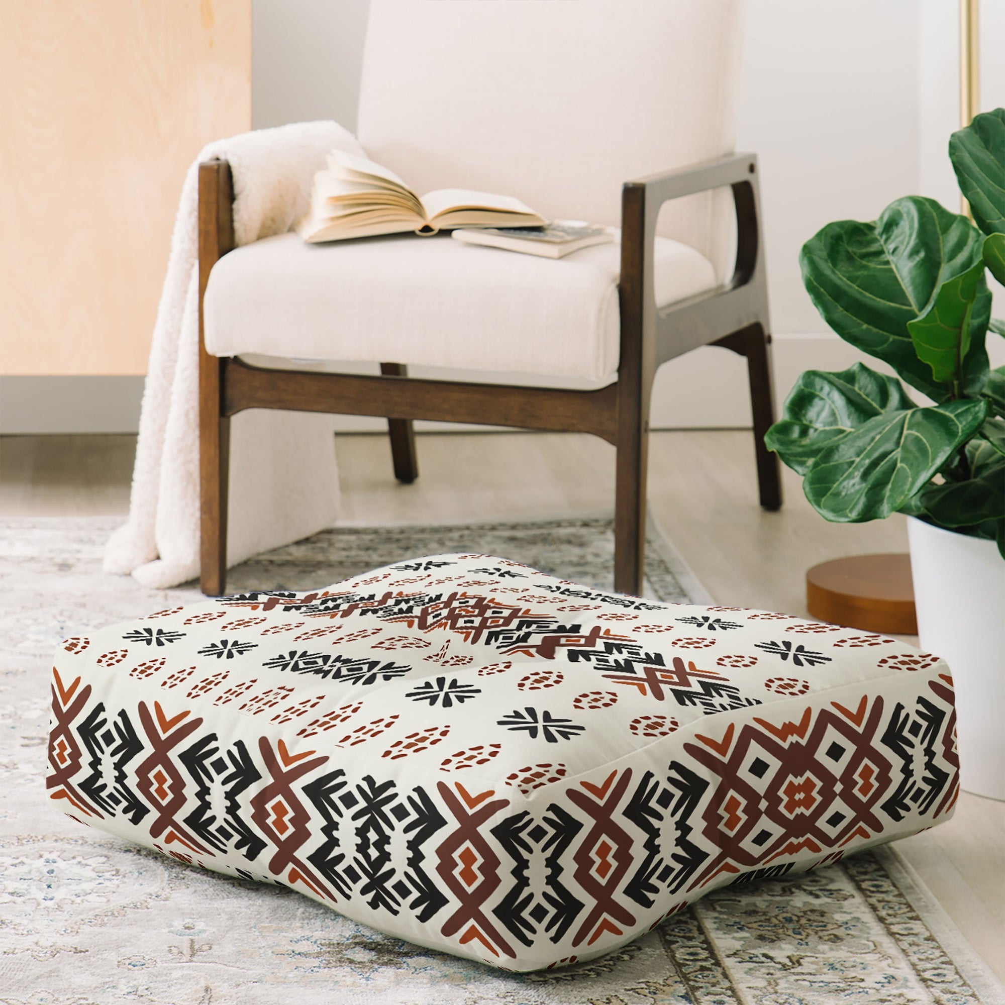 "Ole Western Tribal" Floor Pouf Pillow Square (DS)