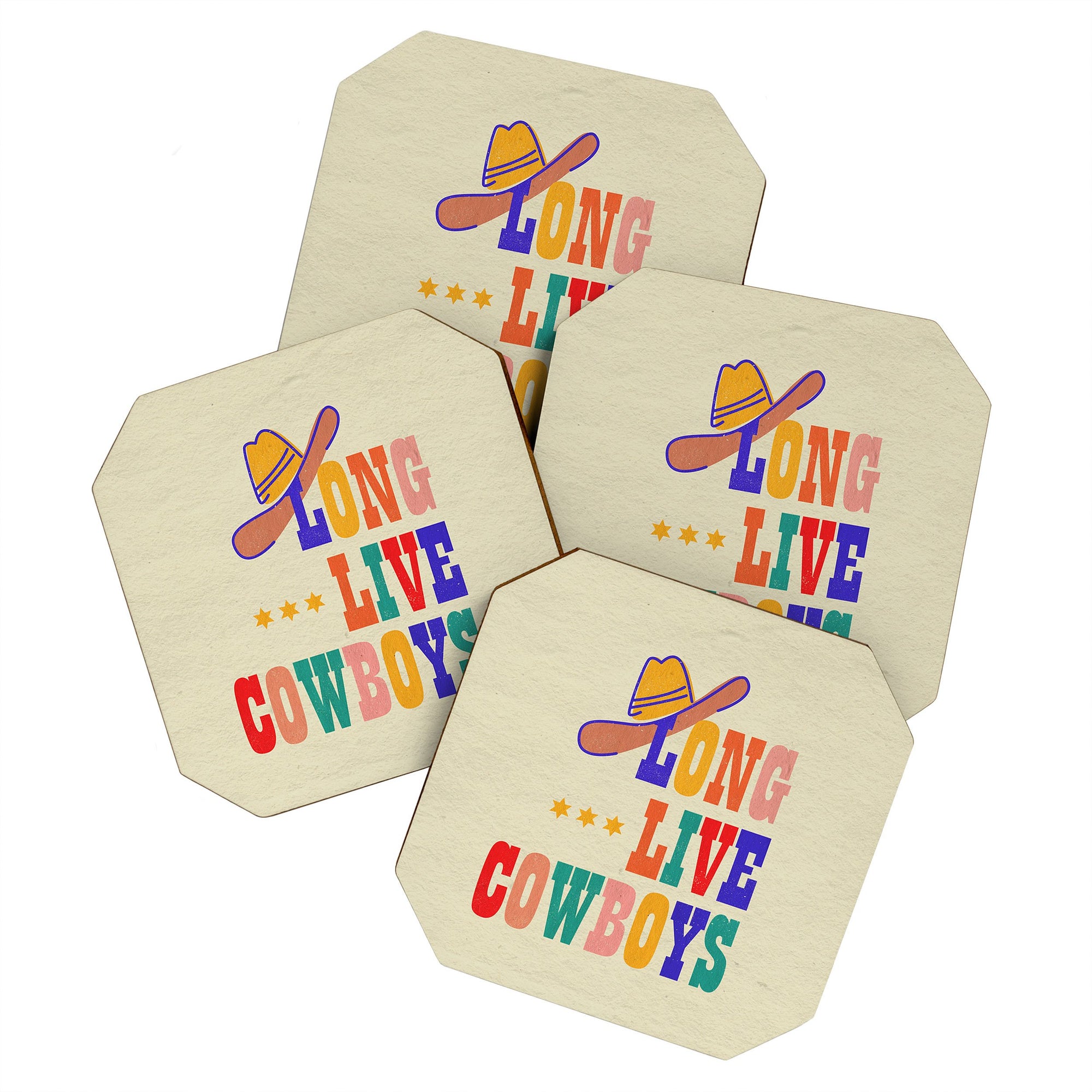 "Ole Long Live Cowboy" 4 Piece Coaster Set (DS)