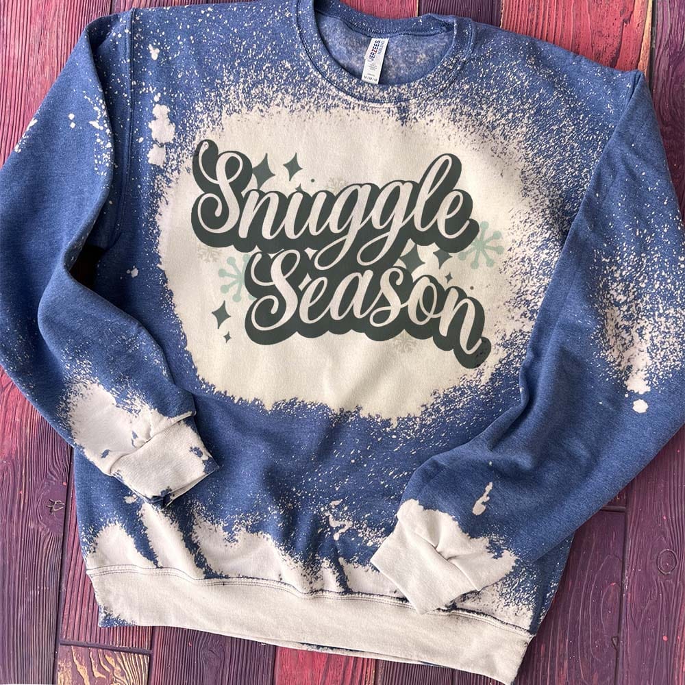 Snuggle Season Blue Bleached Graphic Sweatshirt (made 2 order) LC