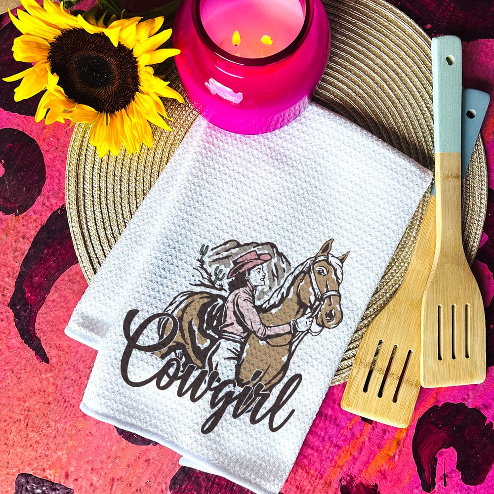 Cowgirl Ridin' Waffle Weave Decorative Hand Towel (DS) LC