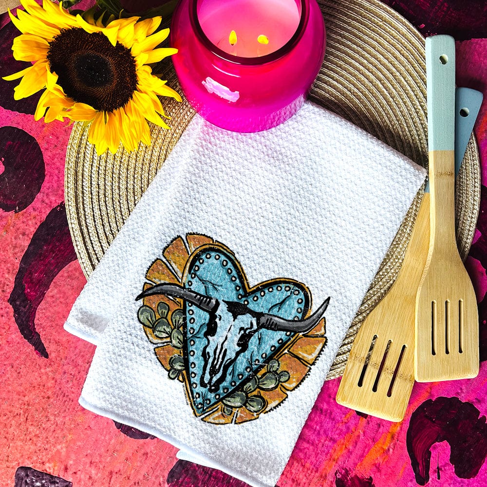 Crooked Longhorn Waffle Weave Decorative Hand Towel (DS) LC