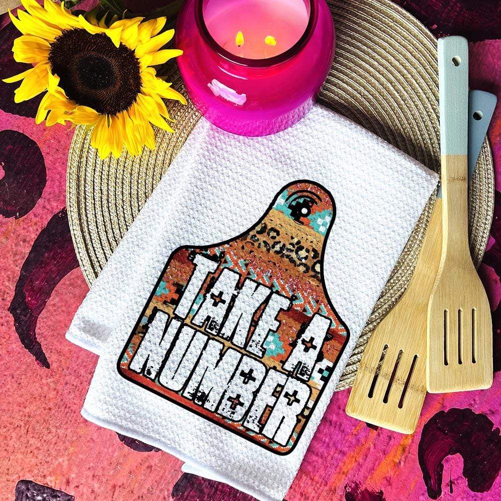 Take A Number Waffle Weave Decorative Hand Towel (DS) LC