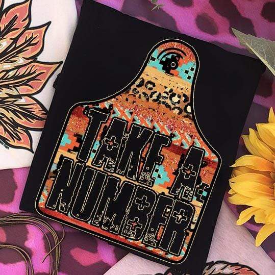 Take A Number Aztec Cow Tag Graphic Tee (made to order) LC