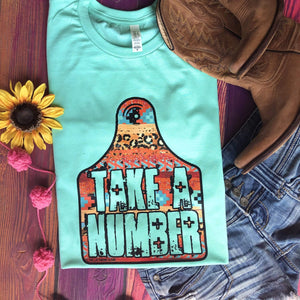 Take A Number Aztec Cow Tag Graphic Tee (made to order) LC