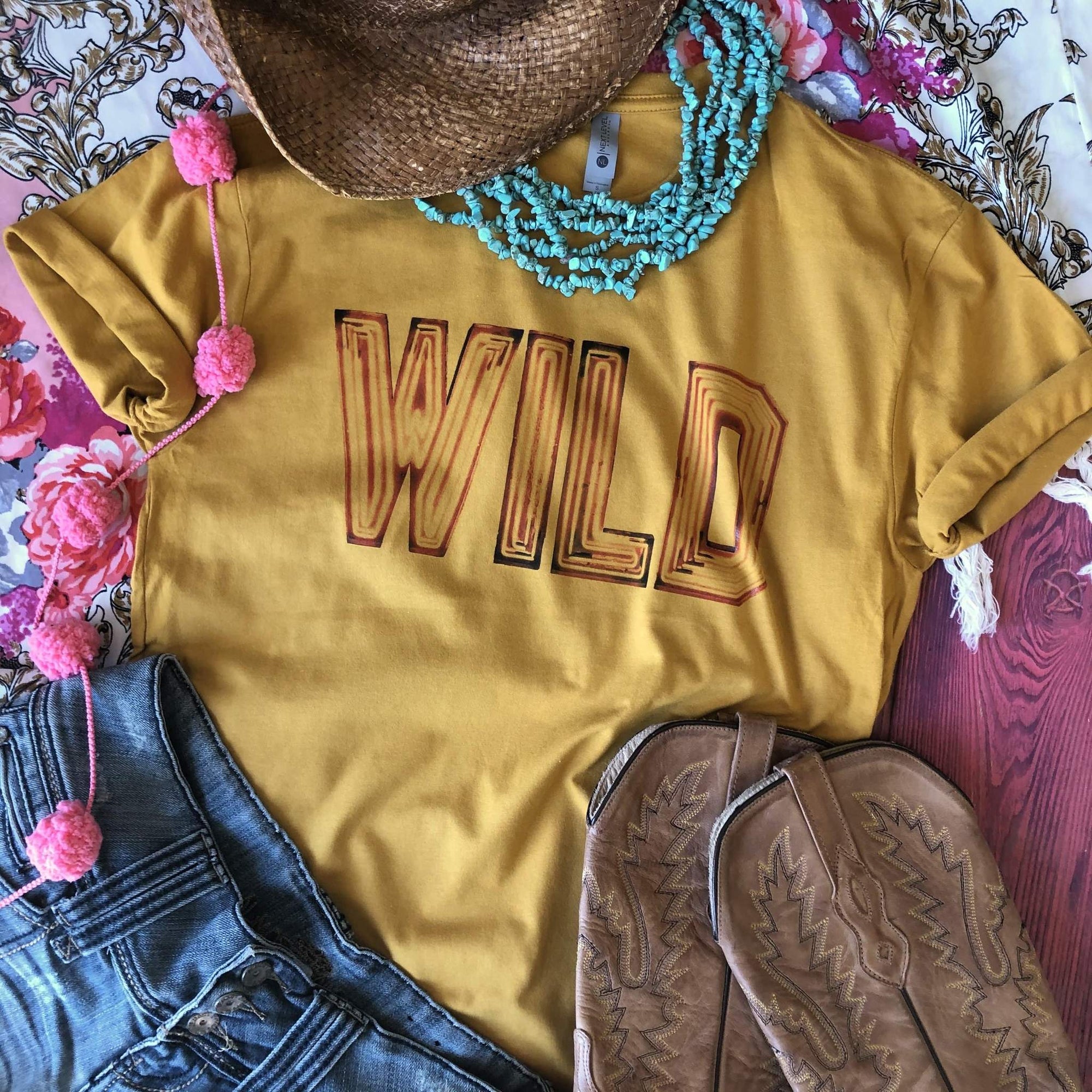 WILD Marquee Letters Mustard Graphic Tee (made 2 order) LC