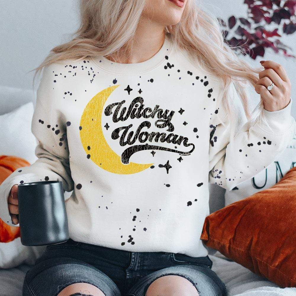Witchy Woman Splatter Paint White Sweatshirt (made 2 order) LC