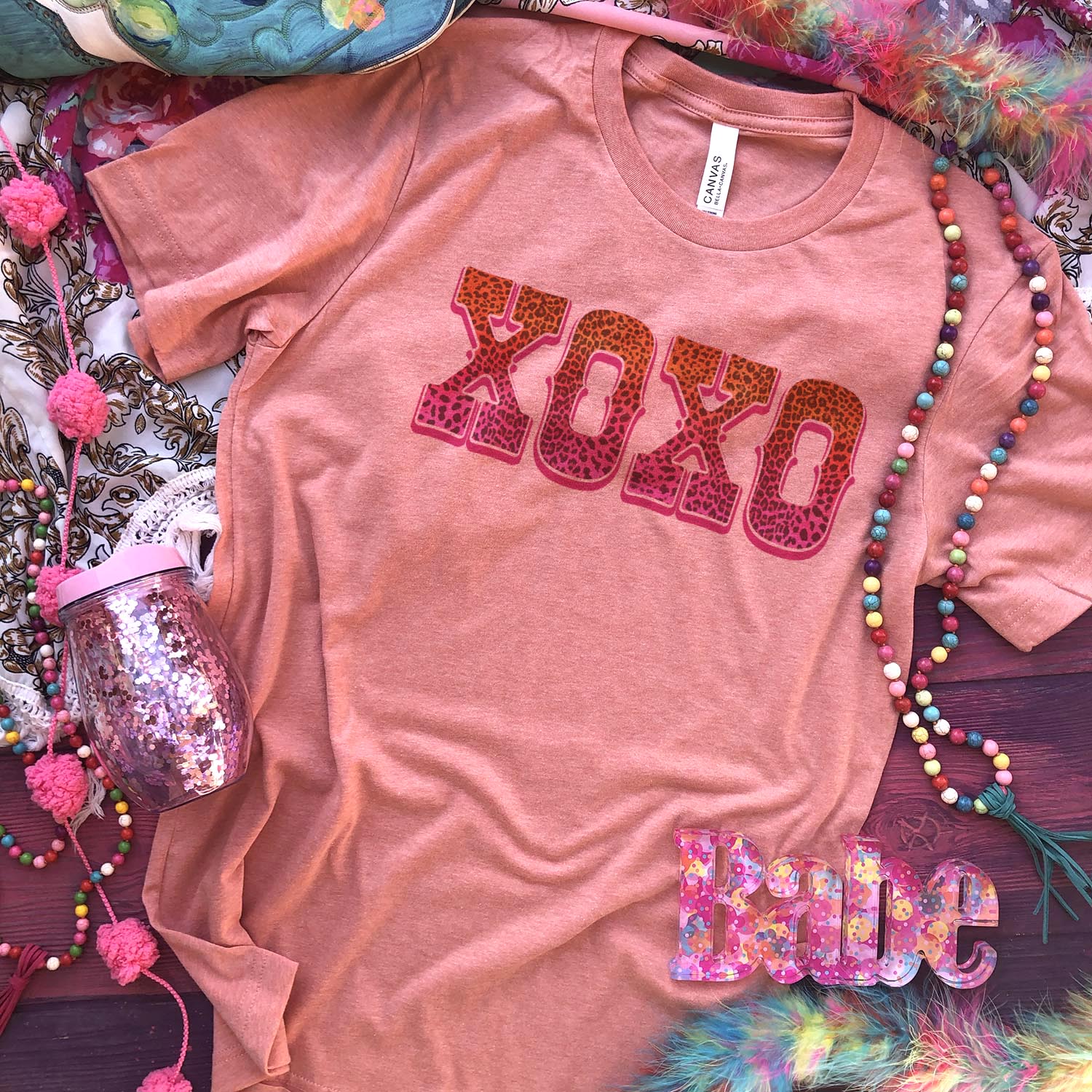 XOXO Leopard Valentine Graphic Tee (made 2 order) LC