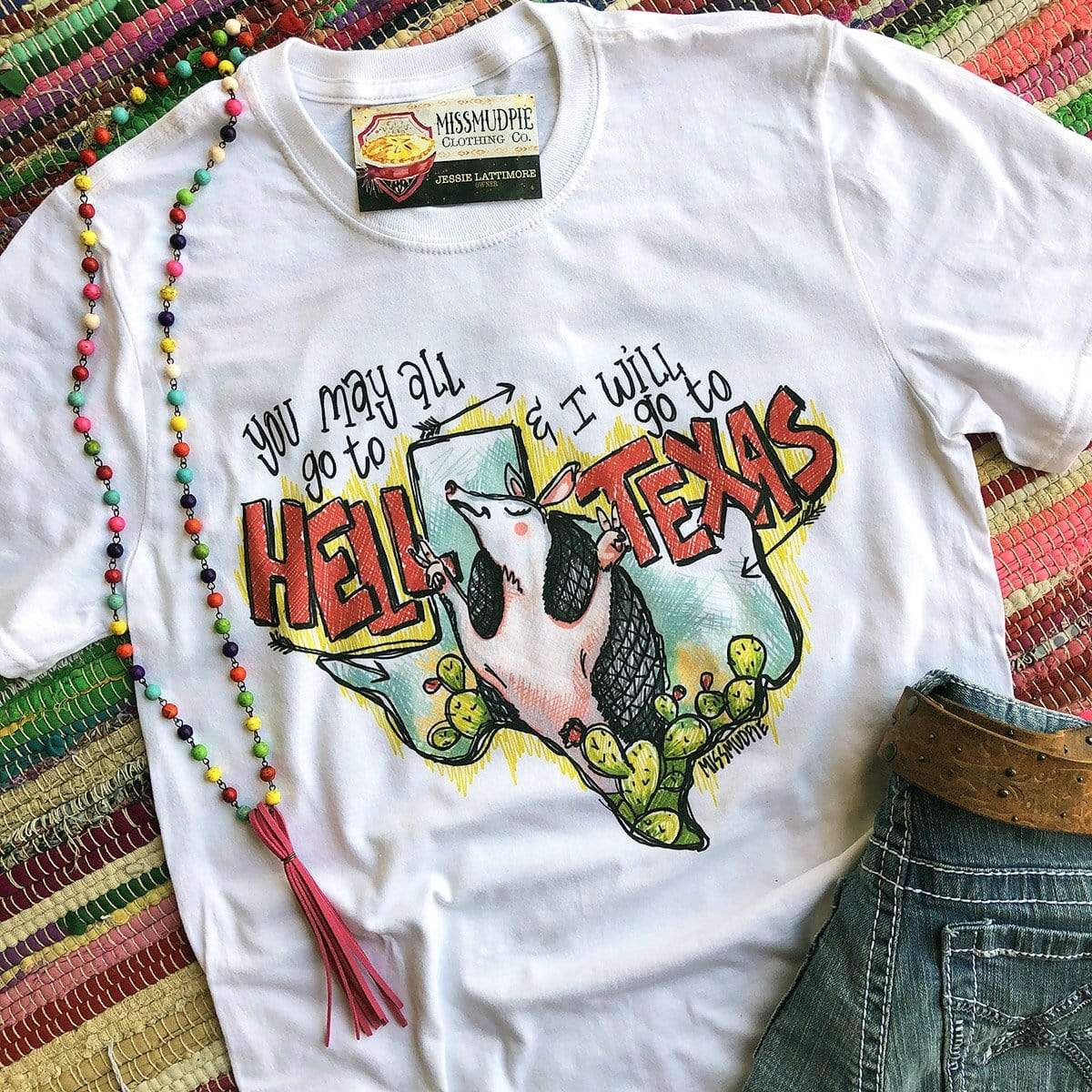 I'll Go To Texas White Graphic Tee (made 2 order) LC